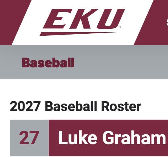 Luke Graham listed on the 2027 Eastern Kentucky baseball roster